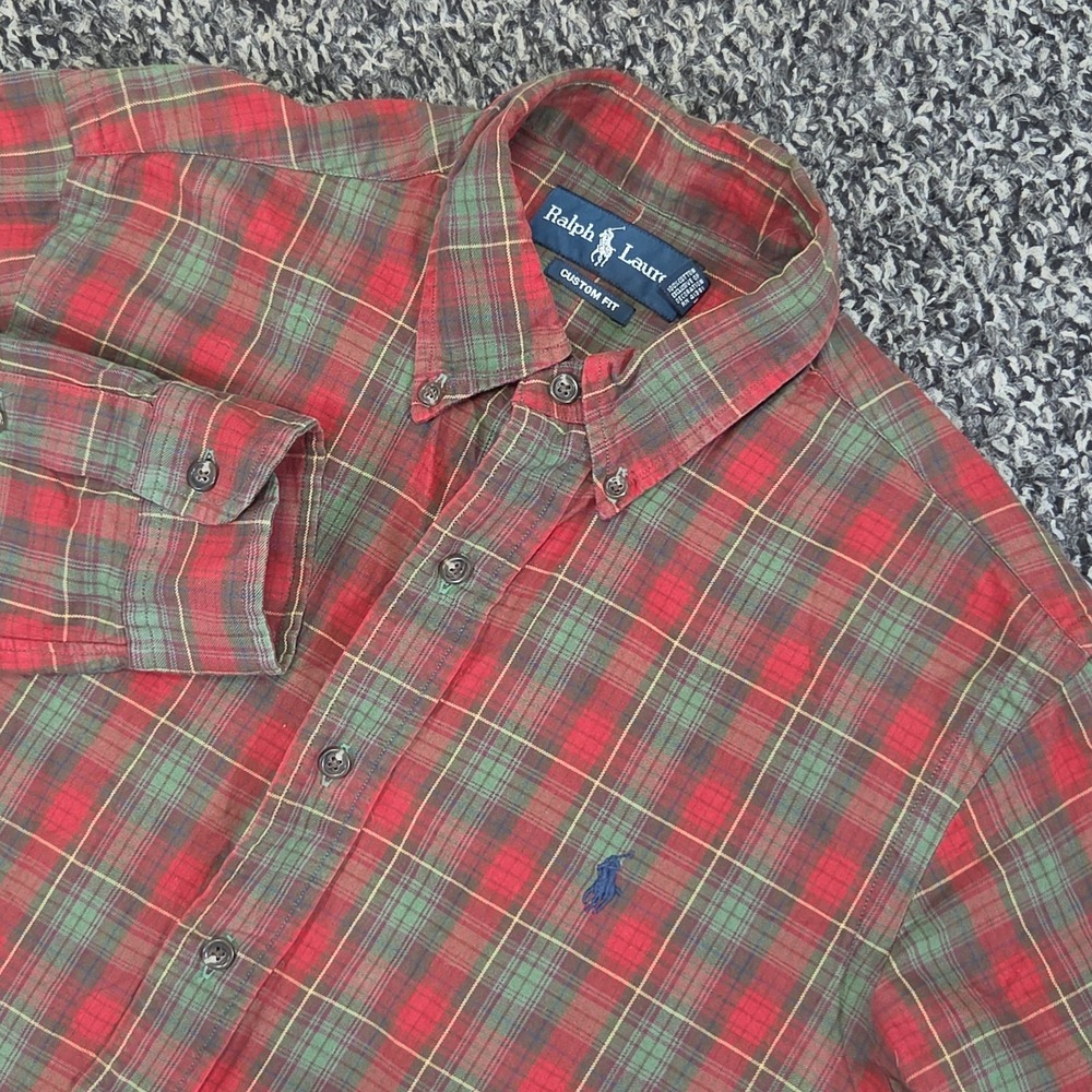 Polo Ralph Lauren Button Down Long Sleeve Size Small Red Plaid Custom Fit
